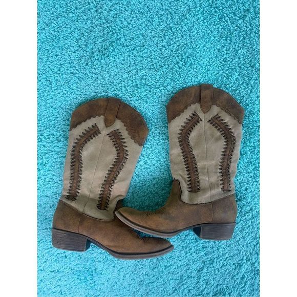 Matisse "Rangler" Scallop Detailed Western-Style Mid-Calf Boots Size 9M - Picture 1 of 10